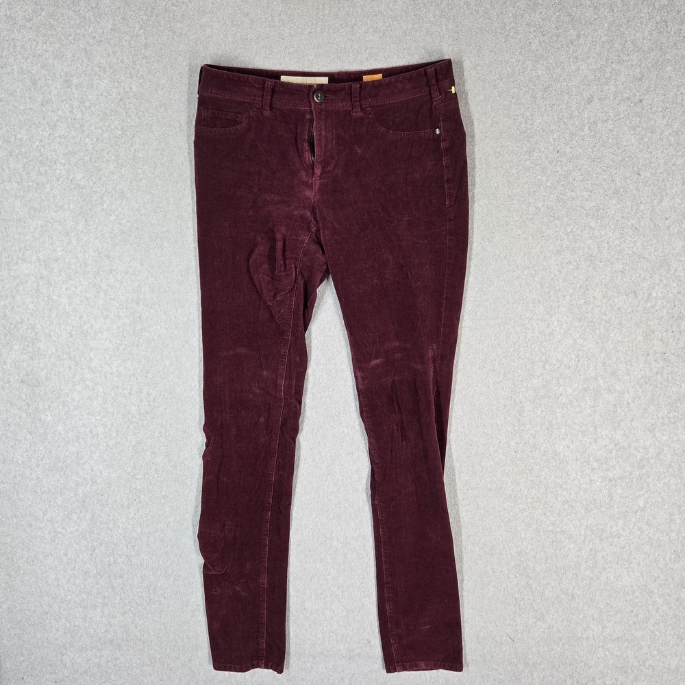 Pilcro Women Pants 27 Burgundy Velvet Corduroy Serif Fit Slim Anthropologie